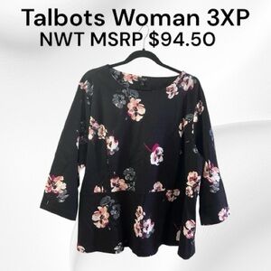 Talbots Woman Petites NWT Peplum Floral Top Size 3XP MSRP $94.50